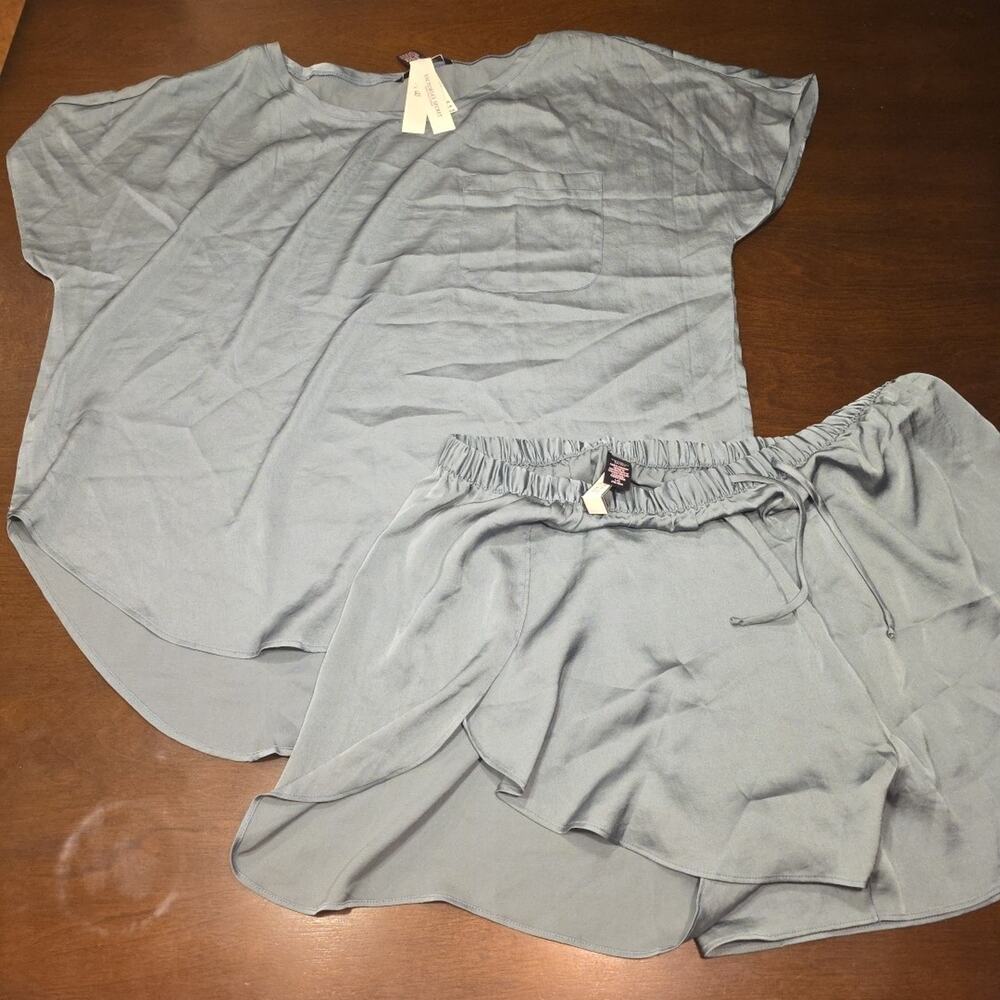 NEW Victoria's Secret Satin PJ Set Sz Large Olive Green VS Pajama Set NWT $59.50